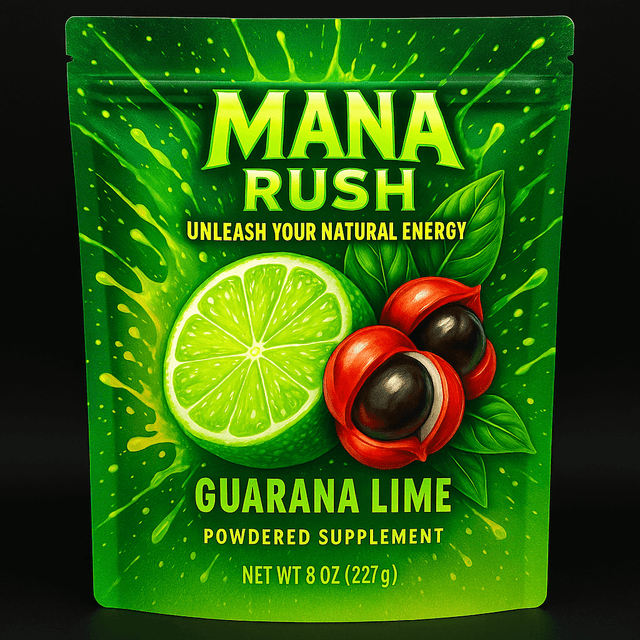 Mana Rush Guarana – Natural Energy Powder Drinks in 8 FlavorsClean guarana energy powder—~200 mg natural caffeine per scoop. Core flavors: Lemon, Lilikoi, Lime, Lemongrass, Raspberry. No crash, vegan.