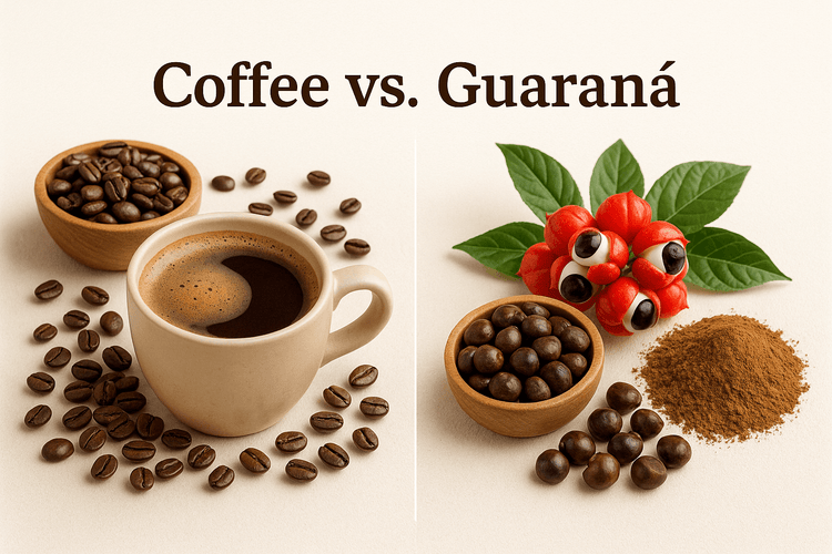 Guarana and caffeine educational comparison graphic