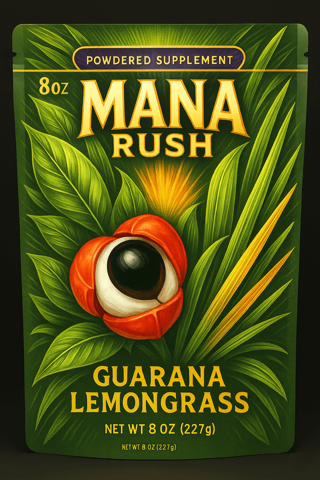 Mana Rush Guarana Lemongrass it's soo goodClean, sugar-free guarana energy in {flavor}. 200 mg caffeine per 5 g scoop. Shop Mana Rush.