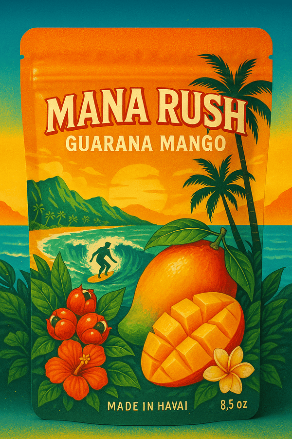 Mana Rush Mango — clean, natural guarana energy